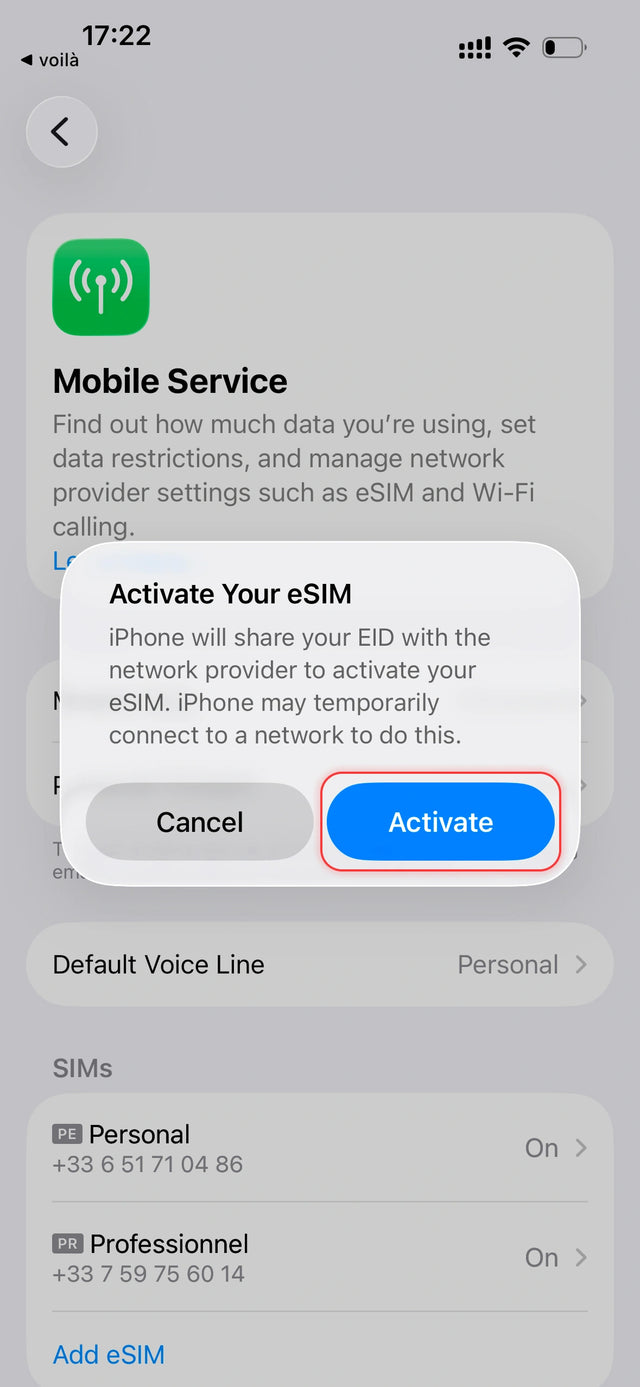 Confirm activation