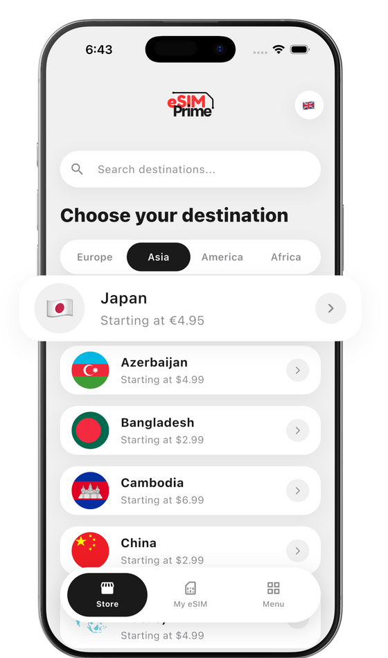 Select destination and data plan